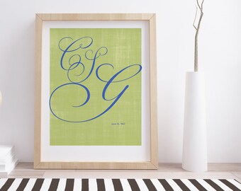 Monogram Giclée Print for Couples - wedding, anniversary, custom, modern, home decor, wall art