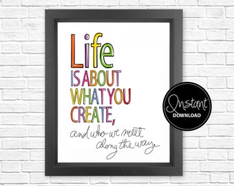 Inspirational Quote Art Print | Life is About What You Create (Digital Download)