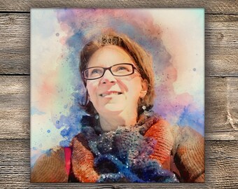 Custom Watercolor Portrait – Hand-Painted Digital Art, Canvas or Art Print
