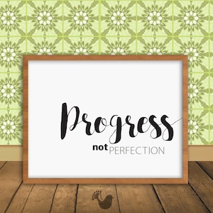 Recovery Art Print Progress not perfection Giclée, encouragement art print, typography poster, home decor, wall art, wall decor, AA image 1