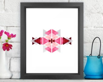 Geometric Giclée poster abstract art modern home decor triangle wall art | Geometric Triangles #3 - Pinks