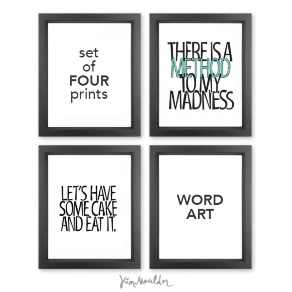SET of FOUR Word Art Your CHOICE Giclée Print Abstract - Etsy