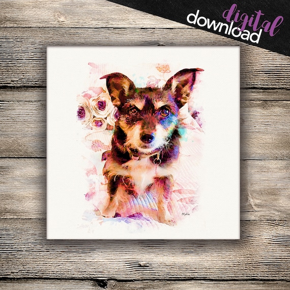 Custom Pet Portrait, Downloadable Digital Artwork, Dog Portrait, Digital Pet Painting Based on Photo, Memorial Pet Painting, Pet Lover Gift