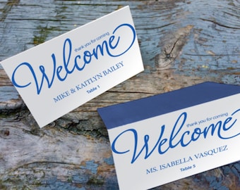 Blue Welcome Place Cards | Editable Printable (Digital Download)