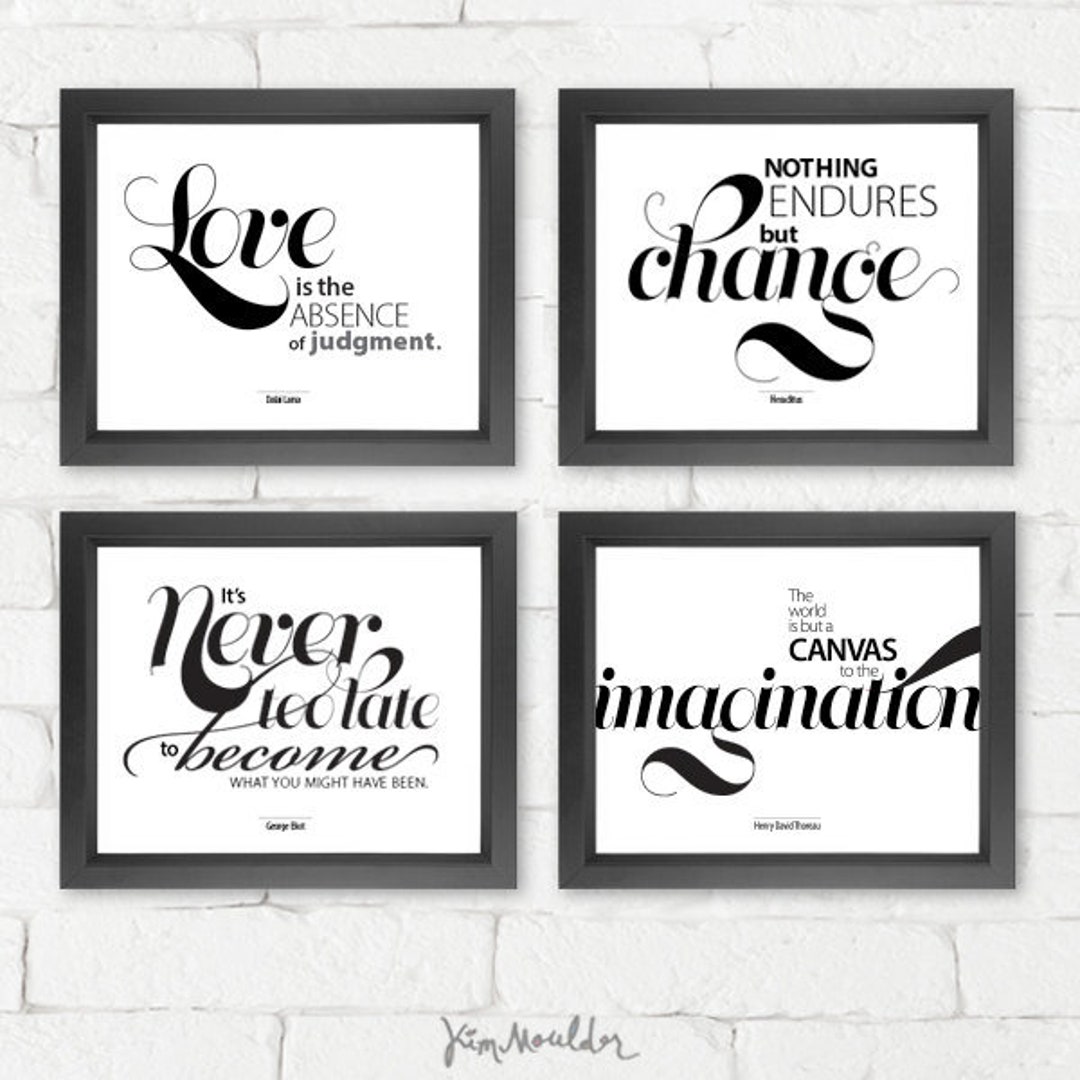 Inspiring Quotes Set of 4 Prints frames Not Included Wall Decor