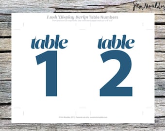 Blue Script Table Number Cards 21-40 – Printable Wedding Decor (Digital Download)