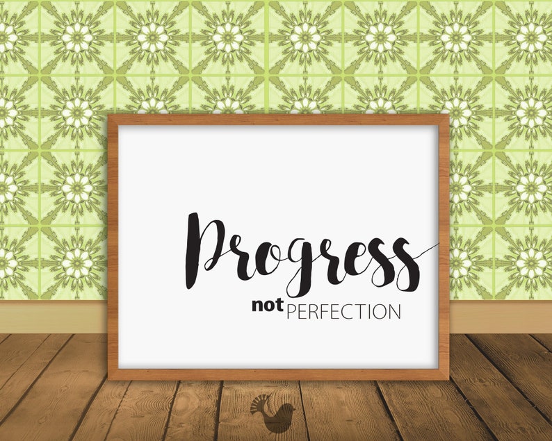 Recovery Art Print Progress not perfection Giclée, encouragement art print, typography poster, home decor, wall art, wall decor, AA image 1