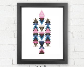 Geometric Triangles #4 - Orange - digital print, abstract art, modern home decor, wall art, triangle artwork, home decorating ideas, SW art