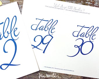 Blue Script Table Numbers 21-40 | Wedding Printable (Digital Download)
