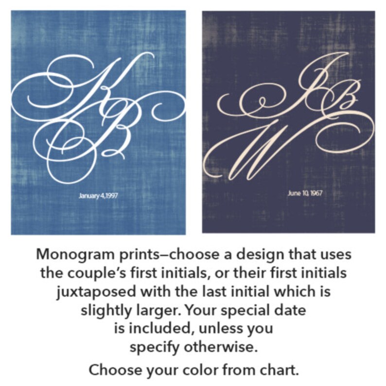 Monogram Giclée Print for Couples wedding, anniversary, custom, modern, home decor, wall art image 8