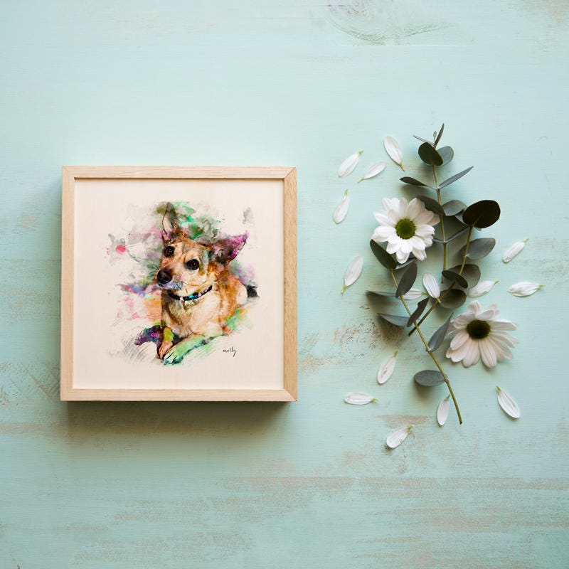 Custom Pet Portrait Canvas Print or Art Print Dog Portrait Etsy