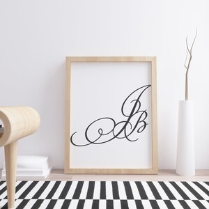 Monogram Giclée Print for Couples wedding, anniversary, custom, modern, home decor, wall art image 5