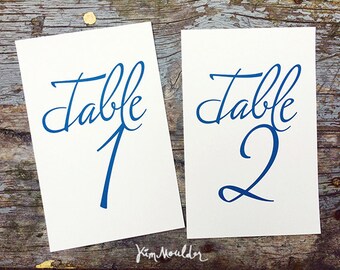 Blue Script Table Numbers 1-20 | Printable Wedding Decor (Digital Download)