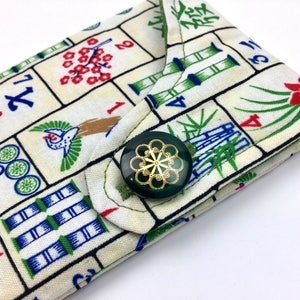 Glasses Case Eyeglasses & Sunglasses Mahjong design Green Flower Button image 3