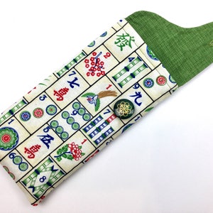 Glasses Case Eyeglasses & Sunglasses Mahjong design Green Flower Button image 8