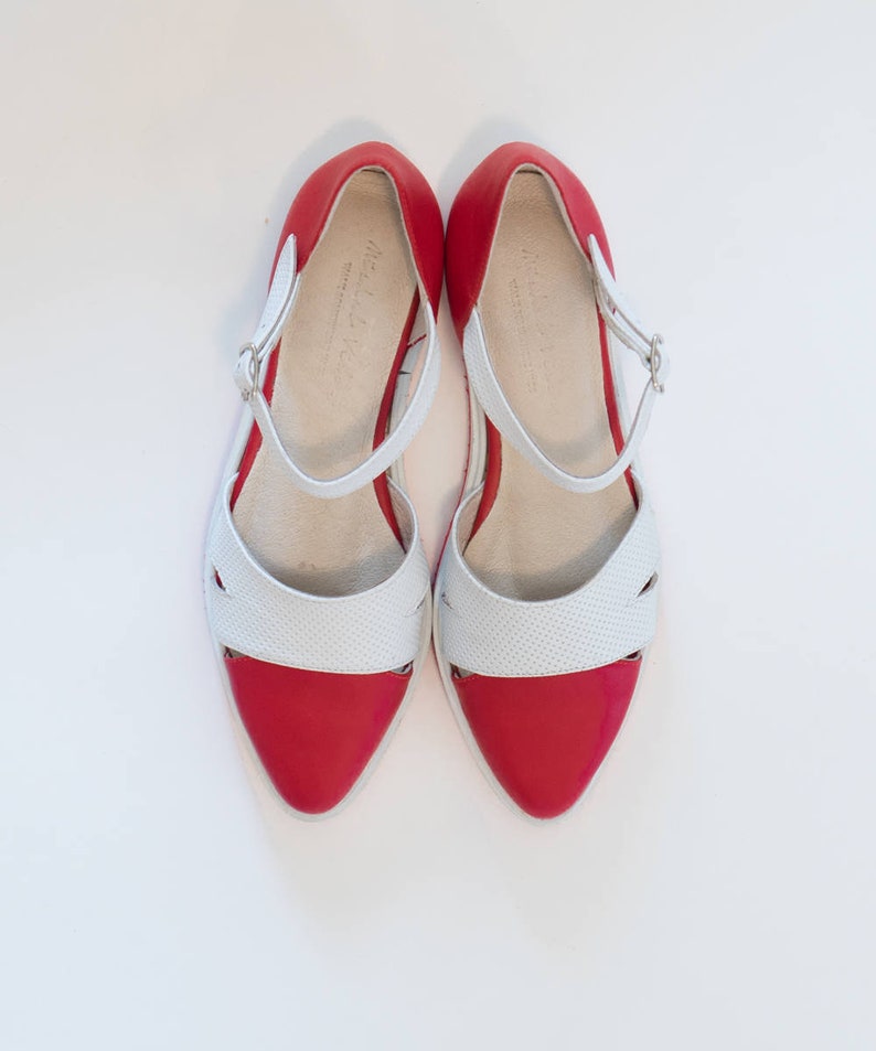 red and white flats