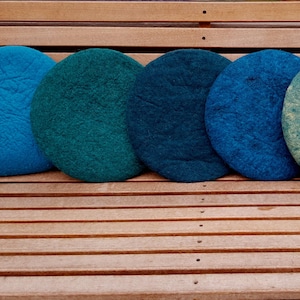Handfelted Seat Cushion, uni coloured, petrol