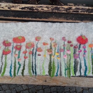 Table Runner, Grass and Flowers, light Gray image 1