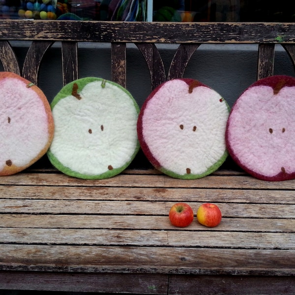 Handfelted Seat Cushion, Apples