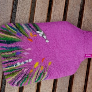 Hot water bottle with felted cover, SPRING, pink