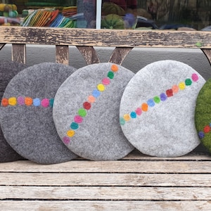 Felt Cushion, with coloured dots in a line