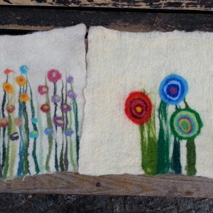 1 Felt Place Mat with grass and flowers, white image 7