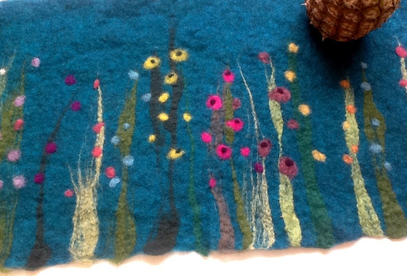 petrol Table Runner Grass and Flowers