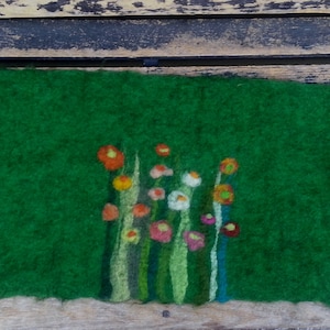 Table Runner, Grass and Flowers, emerald green