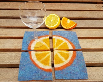 Coaster Set, Grass and Flowers