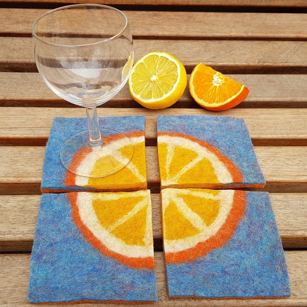 Coaster Set, Grass and Flowers