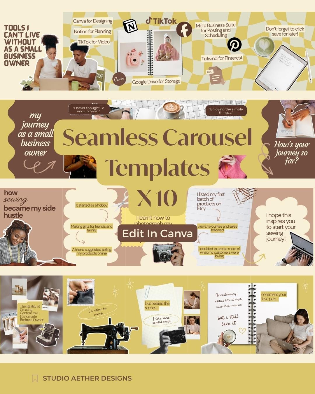 Seamless Instagram Carousel Templates - 10 Editable Canva Posts ...