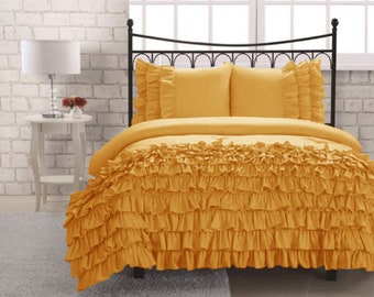 King Waterfall 5 Piece Ruffle Duvet Set 1000 Tc Egyptian Cotton