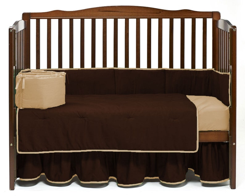 Crib Reversible Bedding set 5pc Fitted Pillowcase Comforter Skirt Bumper
