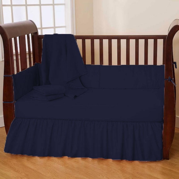 solid navy blue crib bedding