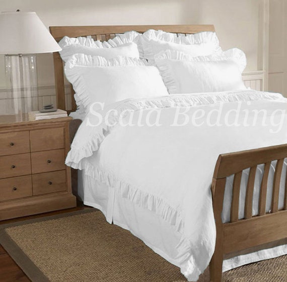 Solid Edge Ruffle Duvet Cover Set 100 Egyptian Cotton Etsy