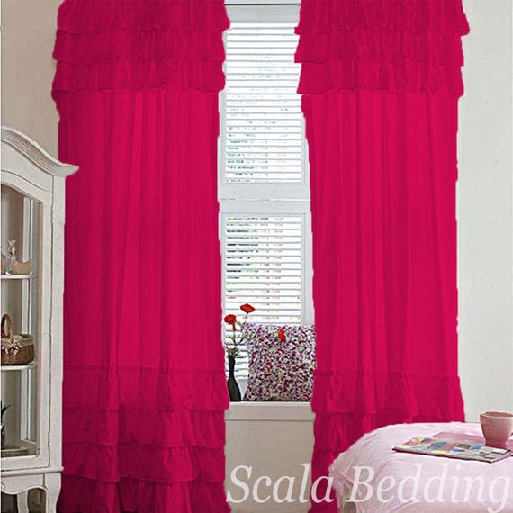 800tc Top Bottom Ruffle Curtains 2 Panel Top Rod Pocket Hot Etsy