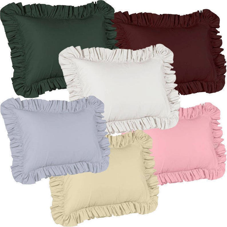 2pc Decorative Ruffle Pillow Shams 800TC 100 cotton Solid Etsy