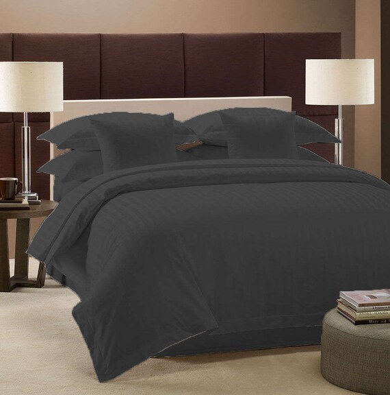 Stripe Egyptian Cotton 1000tc Duvet Cover Set With Fitted Etsy