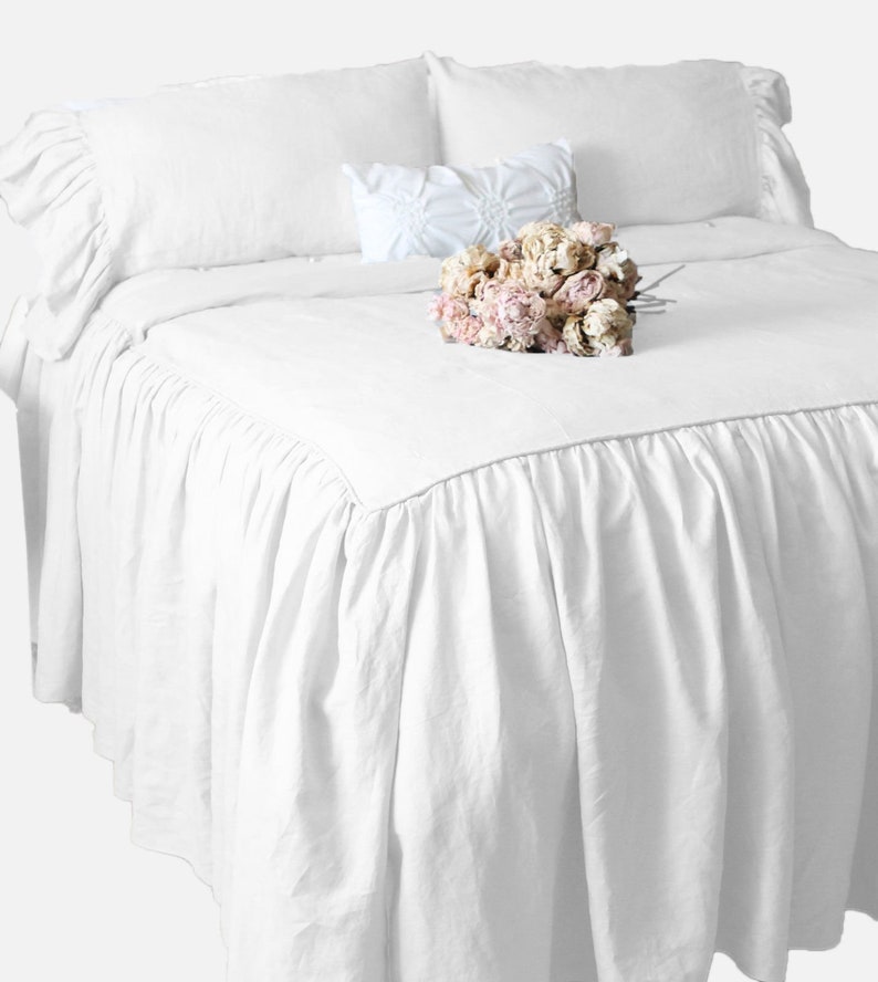 Sale Beautiful Dust Ruffle Bed Skirt White Solid 1000 TC Etsy