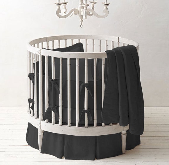 42 Round Crib Bedding Set Fitted Pillowcase Skirt Bumper Etsy