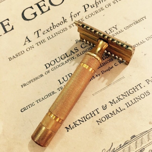 Vintage Gillette Brass and Copper Toned Double Edged Safety Razor