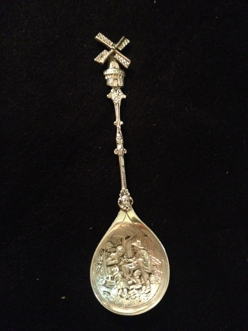 Vintage Moving Windmill Sterling Silver Denmark Spoon 1929