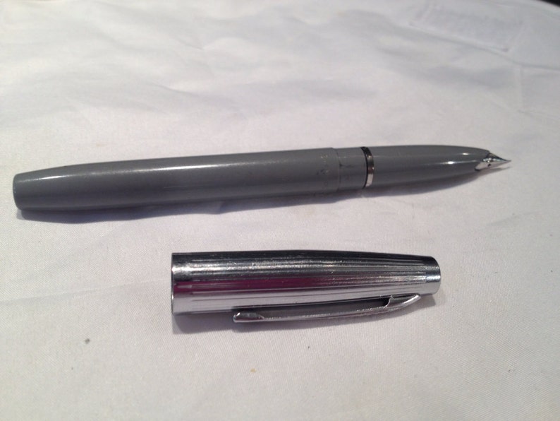 Sheaffer's Cartridge Fountain Pen 1960s Gray with chrome Etsy