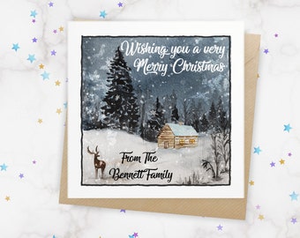 Personalised Christmas Card, Christmas Greeting Card, Winter Scene Card, Card for Friend