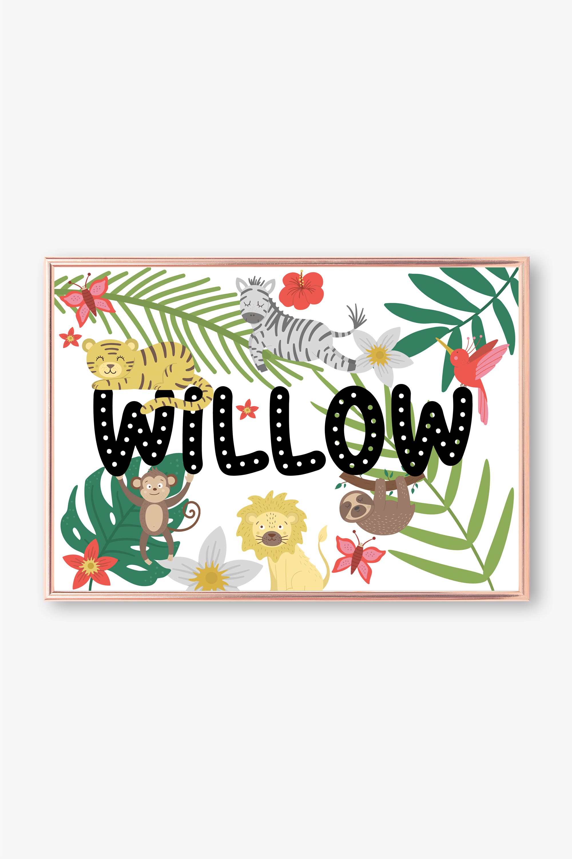 Jungle Animals Name Print Girls Nursery Print | Etsy