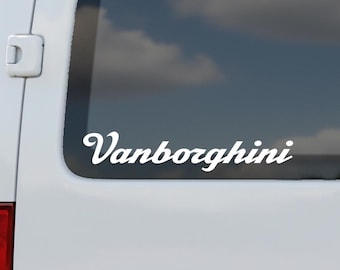 Vanborghini 9" Wide Decal | Window Sticker For Van Laptop Golf Cart - 28 Different Colors to Choose From!