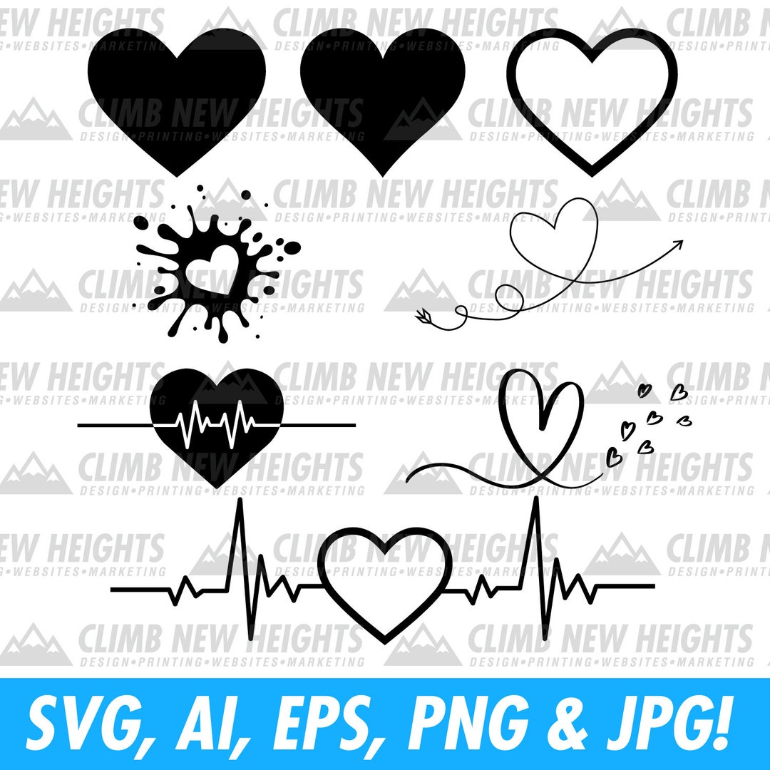 Vector Heart SVG Bundle Cut Files for Cricut Silhouette Etc - Etsy