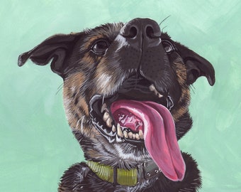 Custom Pet Portrait - Hand Painted, Gouache, Ready to Frame, Wall Art