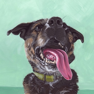Custom Pet Portrait - Hand Painted, Gouache, Ready to Frame, Wall Art