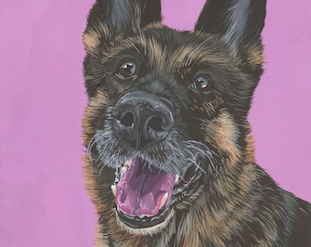 Custom Pet Portrait - Hand Painted, Gouache, Ready to Frame, Wall Art